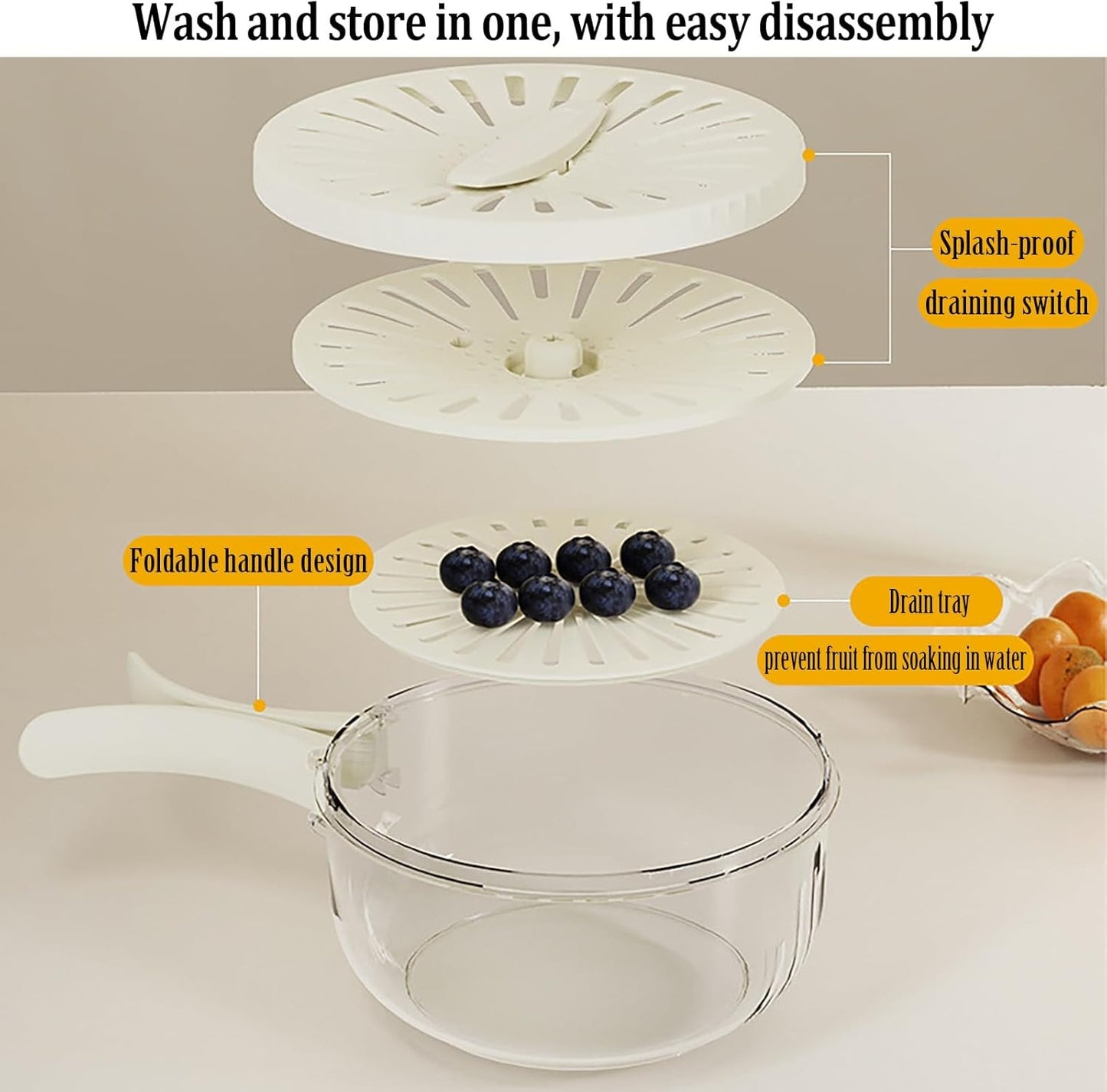Foldable Vegetable & Fruit Cleaning Basket – 3-in-1 Drain, Wash & Storage Box